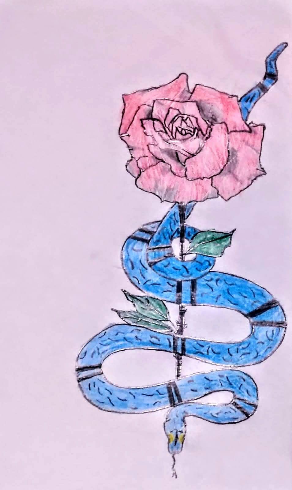 cobra entrelaçada numa rosa